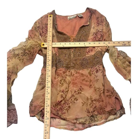 New York City Design Co 100% Silk Size Medium Vintage Cottage Core - Fairy Top - Picture 3 of 4